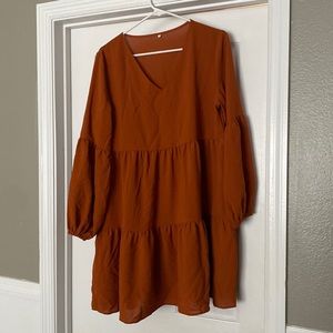Burnt orange long sleeves Flowey dress